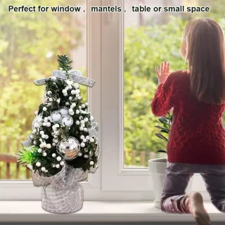 Kunstmatige mini-kerstboomset 20 cm - zilver