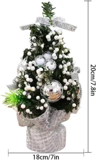 Kunstmatige mini-kerstboomset 20 cm - zilver