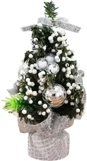 Kunstmatige mini-kerstboomset 20 cm - zilver