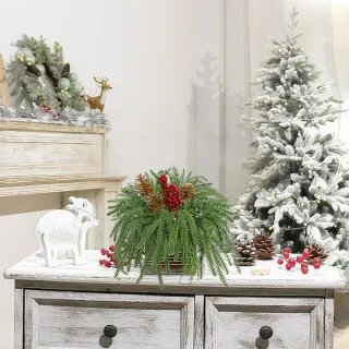 Kunstmatige Norfolkden Kersttafeldecoratie 26 cm