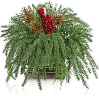 Kunstmatige Norfolkden Kersttafeldecoratie 26 cm