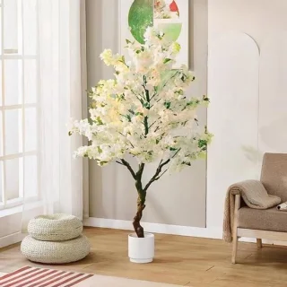 Kunstplant Bonsai Japanse sierkers wit 50 cm
