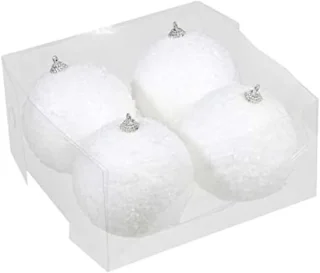 Kunststof kerstballen sneeuweffect wit 10 cm