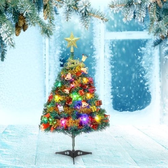 Kunststof Mini Kerstboom 24" Met LED Lichtjes