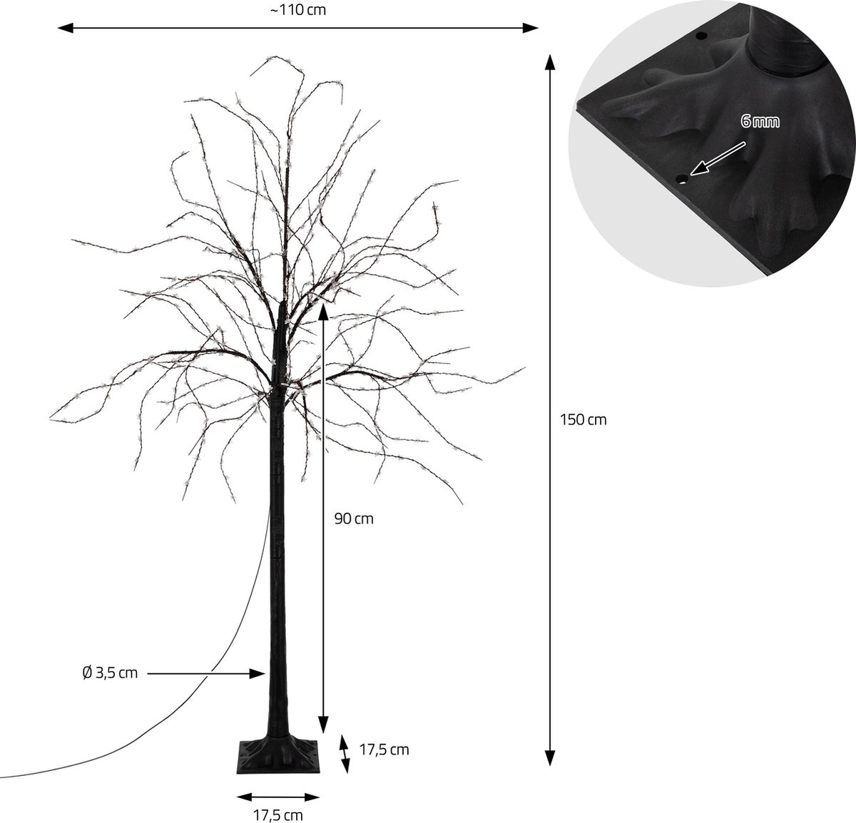 LED-boom 150cm 600 LED warmwit Kunstkerstboom