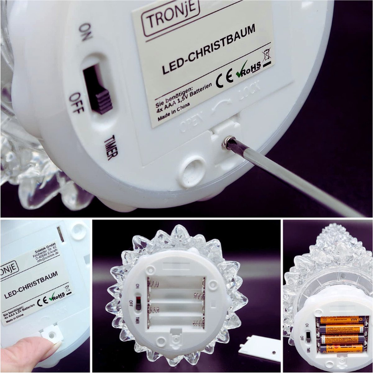 LED Kerstboom 37cm Acryl USB & Batterij