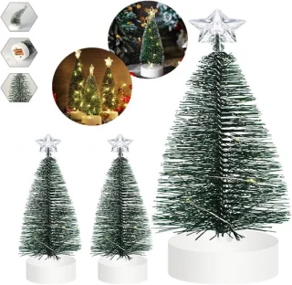 Led-kerstboom in dennenboomvorm, 3 stuks miniatuur kerstversieringen