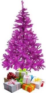 Lila roze kunstkerstboom 180 cm met standaard
