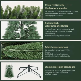 Luxe 210 cm Kunstkerstboom met 1080 PE-takken inclusief standaard