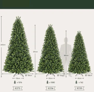 Luxe 210 cm Kunstkerstboom met 1080 PE-takken inclusief standaard