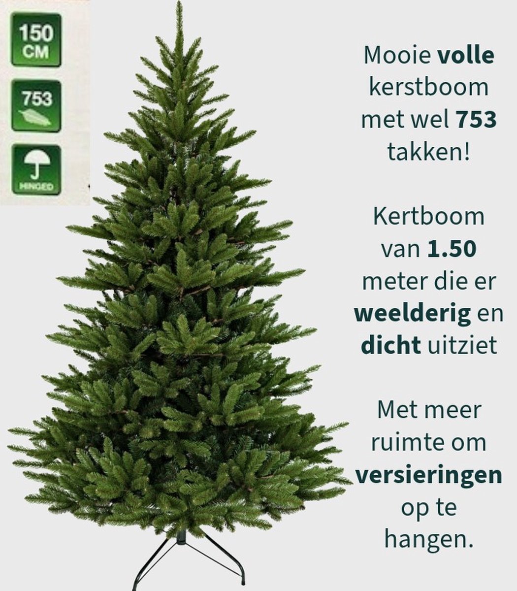 Luxe Kunstkerstboom 150cm Groen Hinged