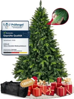 Luxe kunstkerstboom 180 cm met houten standaard