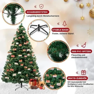 Luxe kunstkerstboom 195 cm met dichte takken, inclusief decoratie en standaard