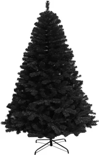 Luxe kunstkerstboom dennenmodel 180 cm zwart/groen/wit