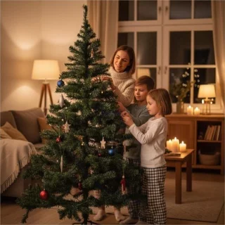 Luxe kunstkerstboom groen 210 cm met 1000 takken