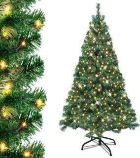 Luxe kunstkerstboom met verlichting, 210 cm, groen