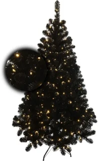 Luxe zwarte kunstkerstboom LED 150 cm