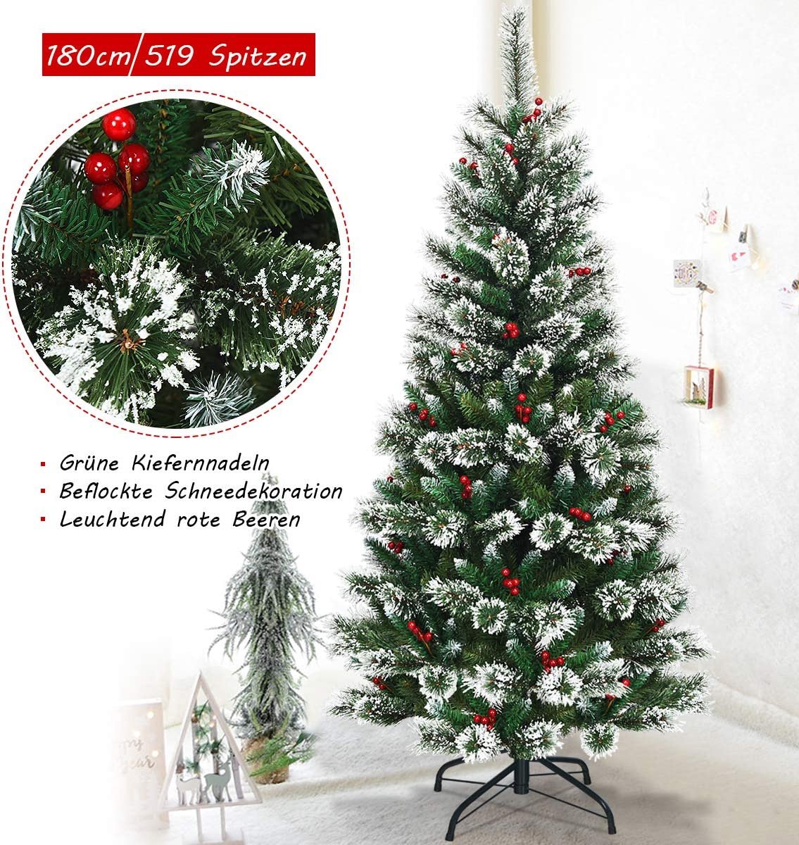 Mara Kunstkerstboom Denneboom 210 cm Rood