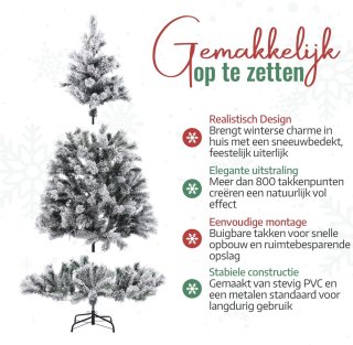 Meisterhome 210 cm kunstkerstboom met sneeuw en standaard