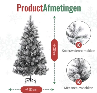Meisterhome 210 cm kunstkerstboom met sneeuw en standaard