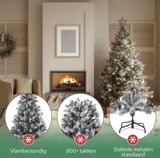 Meisterhome 210 cm kunstkerstboom met sneeuw en standaard