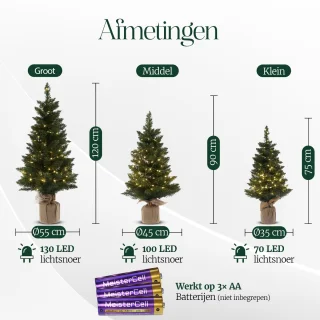 Meisterhome Set kunstkerstbomen - 3 stuks (75/90/125 cm)