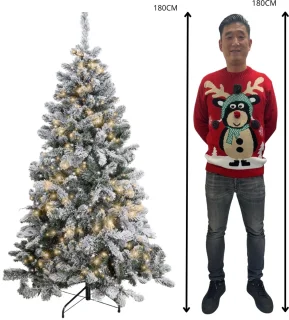 Memphis Flock LED Besneeuwde Kunstkerstboom 180 cm