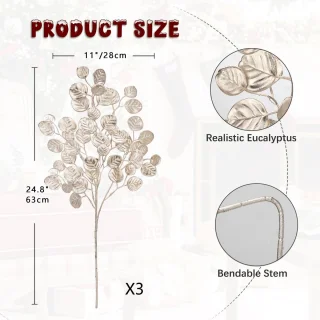 Merkloos Eucalyptus takken set 3x 60 cm goud