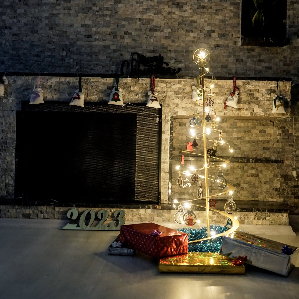 Metalen Kerstboom Goud All-in-1