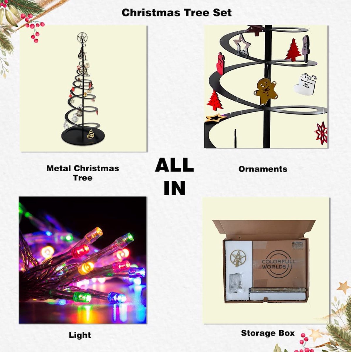 Metalen Kerstboom Goud All-in-1