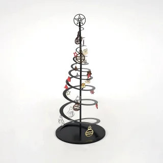 Metalen Zwarte Kerstboom inclusief Verlichting en Kerstballen