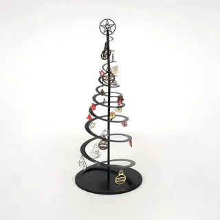Metalen Zwarte Kerstboom inclusief Verlichting en Kerstballen
