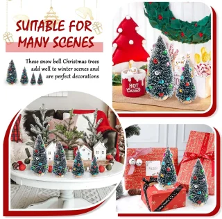 Mini kerstbomen decoraties – kunstmatige tafelbladbomen – sneeuw en kleurrijke kralen – winterdecoratie – ShopVlot