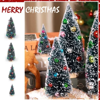 Mini kerstbomen decoraties – kunstmatige tafelbladbomen – sneeuw en kleurrijke kralen – winterdecoratie – ShopVlot