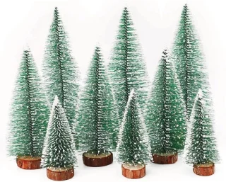 Mini kerstbomen set - 9 stuks kunstkerstbomen