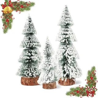 Mini kerstboom 15 cm - kunstmatig met sneeuweffect - ShopVlot