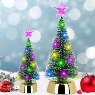 Mini kerstboom 19 cm + 13 cm met LED fairy lights - ShopVlot