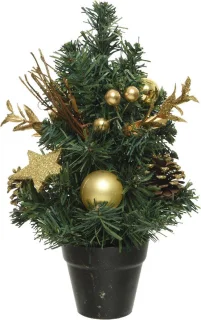 Mini kerstboom 30 cm goud versierd