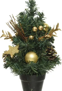 Mini kerstboom 30 cm goud versierd