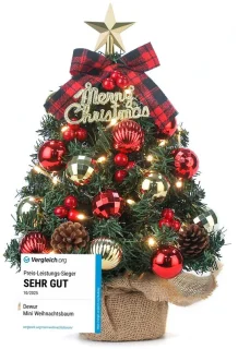 Mini kerstboom – 40 cm – rood met goud