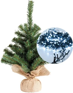 Mini kerstboom 45 cm met kerstverlichting helder wit 40 leds