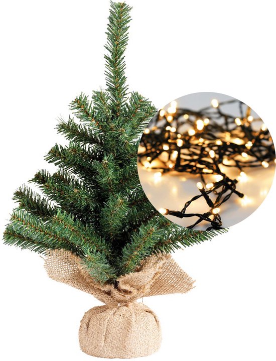 Mini kerstboom 45 cm met warme witte verlichting 40 LEDs