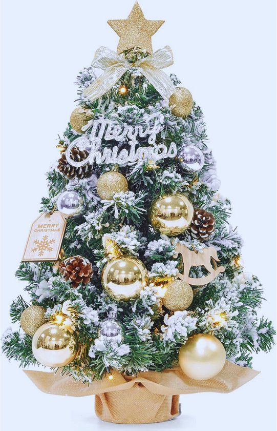 Mini-Kerstboom 60 cm Champagnegoud met LED-Verlichting