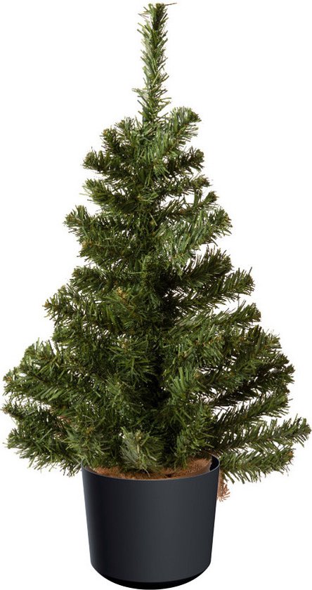 Mini kerstboom 60 cm groen in antraciet kunststof pot
