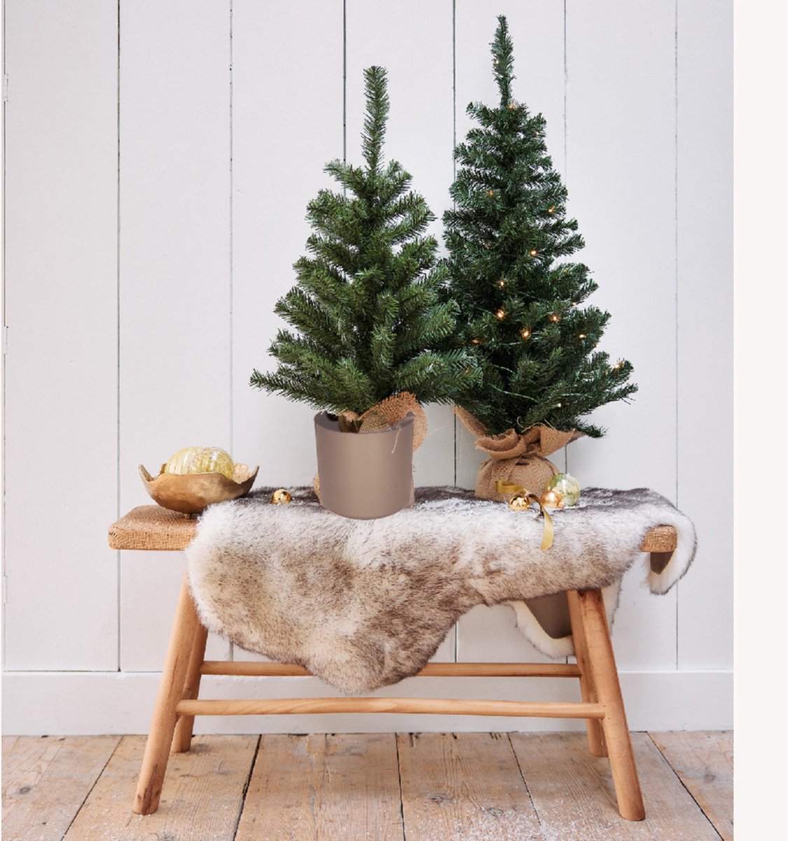 Mini kerstboom 60 cm groen titanium grijze pot kunstboom
