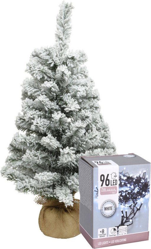 Mini kerstboom 60 cm met verlichting helder wit