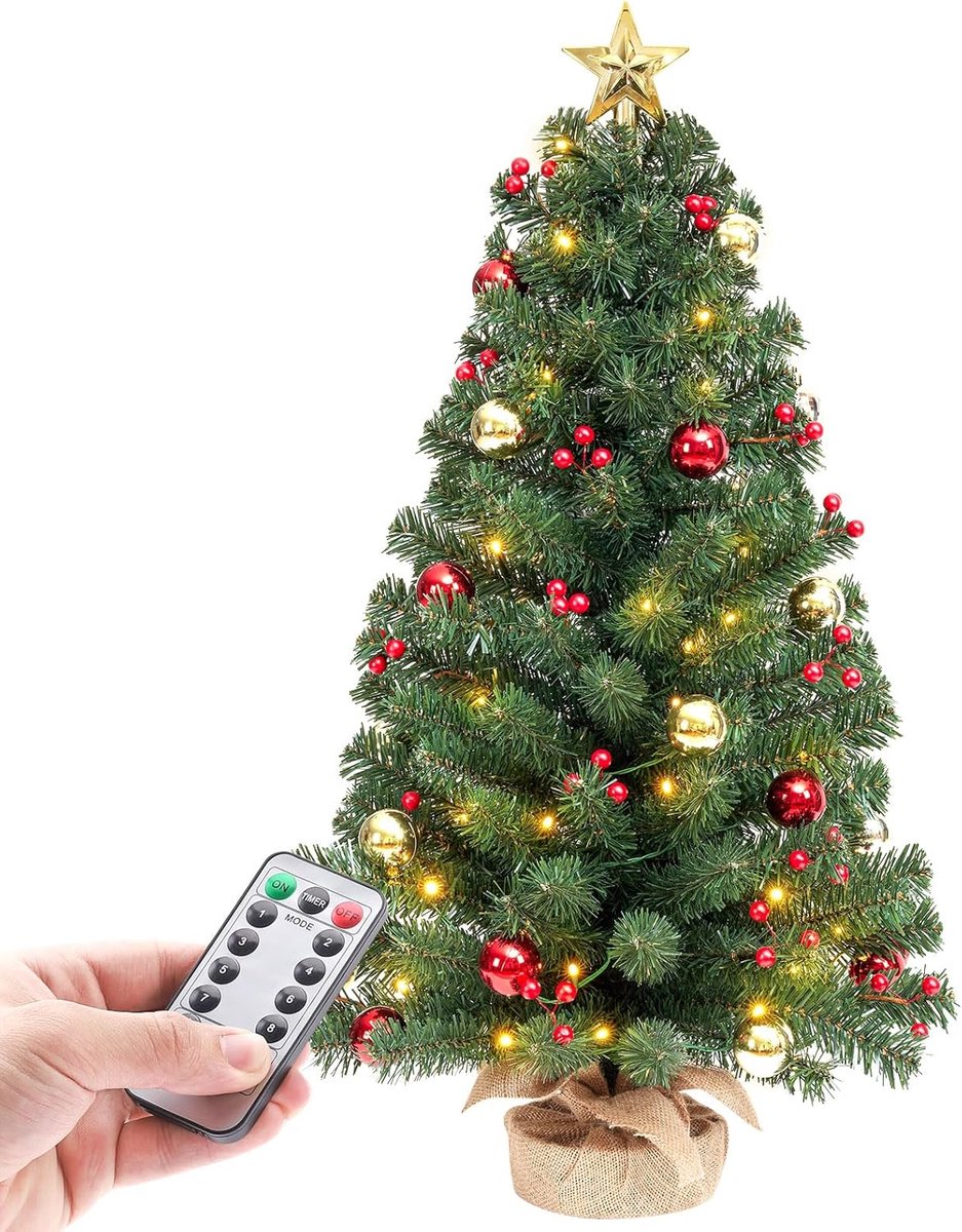 De Mini Kerstboom 70 cm met Warmwitte LED's en Afstandsbediening in één oogopslag