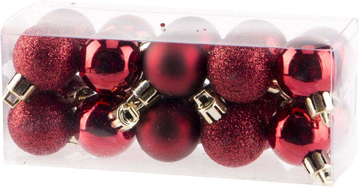 Mini kerstboom 75 cm donkerrood inclusief kerstballen