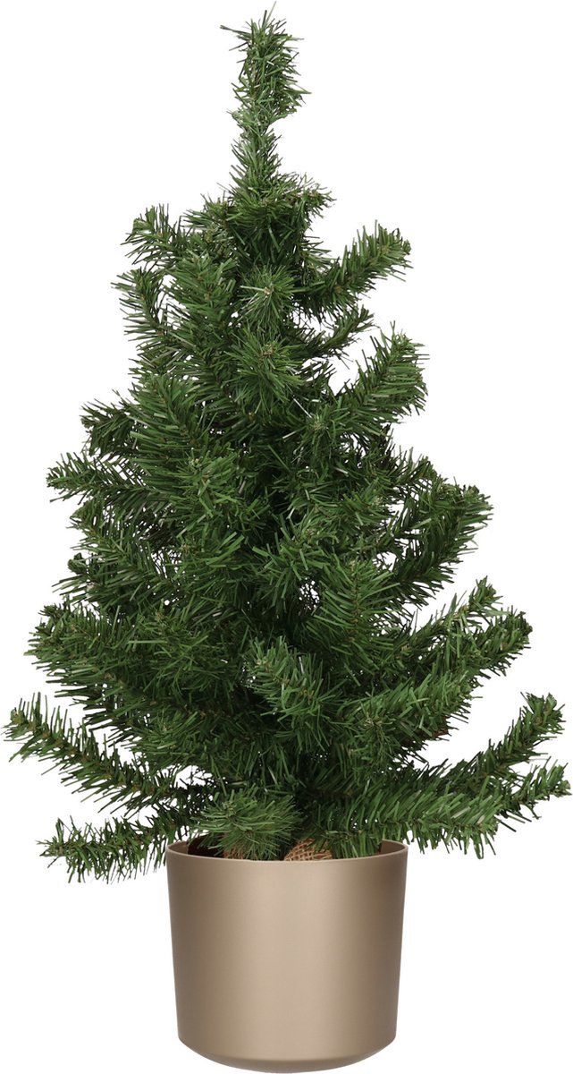 Mini kerstboom 75 cm groen kunstpot grijs