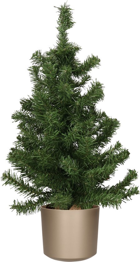 Mini kerstboom 75 cm groen kunstpot grijs